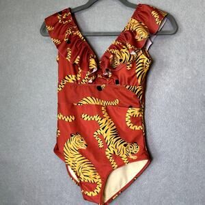 Averie Tiger One-Piece Swim Bathing Suit Cruise Resort Vacation Beach XS NEW